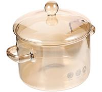 Gadpiparty High Borosilicate Glass Stew Pot with Lid 1500Ml Double Handle Amber Color Household Cooking Pot for Stewing Soup and Instant Noodles Suitable for Electric Ceramic Stove