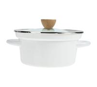 Gadpiparty Japanese-Style Enamel Cooking Pot White Stew Pot with Wood Handle Practical and Convenient for Home Use for Cooking Soup and Milk