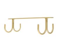 Gadpiparty Kitchen Cabinet Mug Rack Iron Holder with 4 Gold Hooks Under Cupboard for Hanging Coffee Mugs and Kitchen Utensils Storage Organizer