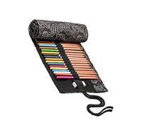 Gadpiparty Large Capacity Canvas Pencil Roll Organizer Slots Portable Travel Case for Drawing Pencils Art Supplies and Coloring Tools Stylish Design for Artists and Students