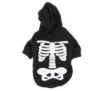 Gadpiparty Lightweight Black Cotton Dog Halloween Costume with Glow-in-the-dark Skeleton Print, Machine Washable Pet Jumpsuit for Outdoor Activities and Halloween Parade