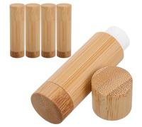 Gadpiparty Lip Balm Tubes Natural Bamboo and Plastic Material and Business Travel Bamboo 5pcs 5g Refillable Lipstick Containers with Hygienic Separation and Portable Design for Makeup