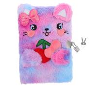 Gadpiparty Lockable Plush Cat Journal with Bowknot Soft Fuzzy Cover Diary for Includes Lock and Keys Cozy Cartoon Notebook for School Writing and Personal Journaling