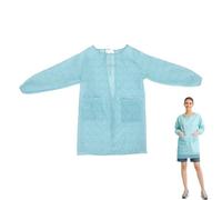 Gadpiparty Long Sleeve Waterproof Apron for Adults - Durable Polyester Kitchen Smock & Garden Overalls with Sleeves - Protective Art Gown for Cooking, Painting & Housework - Blue, 80cm Length