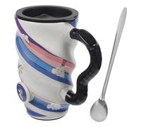 Gadpiparty Lovely Fantasy Ceramic Spiral Mug with Lid 500ml Coffee Cup