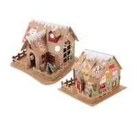 Gadpiparty Luminous DIY Christmas Cottage 2pcs Set, Handmade Cardboard Snow House Decoration with LED Lights, Festive Holiday Craft Kit for and Family Random Style