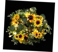 Gadpiparty Luminous Sunflower Garland Lamp Yellow Decorative Wreath with Lighting Holiday Hanging Pendant for Front Door Home Wedding Reusable Wall and Door Decor