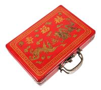 Gadpiparty Mahjong Set with Box Wooden Chinese Mahjong Storage Case Mahjong Game Set Traditional Treasure Box Mahjong Tiles Storage Box Large Mahjong Carrying Case Vintage Container (8.65)