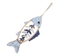 Gadpiparty Mediterranean Style Wooden Fish Pendant Wall Art, 3d Fish-shaped Hanging Ornament with Fishbone Design, Rustic Wood Wall Decor for Kitchen and Living Room