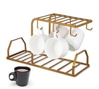 Gadpiparty Metal Coffee Mug Rack with Hooks and Wide Base Stable Tea Cup Stand for Kitchen Countertop Storage and Display Organizer for Coffee and Tea Cups Space-Saving Holder with Practical
