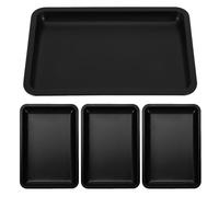 Gadpiparty Metal Trinket Tray Set 4Pcs Black Stainless Steel Small Rectangle Organizer for Vanity Bathroom Countertop Jewelry and Cosmetic Storage