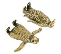 Gadpiparty Mini Brass Penguin Ornaments 2Pcs Retro Style Animal Figurines for Birthday Cake and Home Display