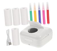 Gadpiparty Mini Wireless Thermal Printer for Students, Portable Pocket Label and Photo Printer with Wireless Connection, White, Includes 5 Rolls Thermal Paper and 5 Colored Pens for Study