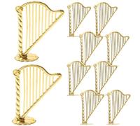 Gadpiparty Miniature Harp Ornaments, 10Pcs Gold Small Musical Instrument Models Crafted from Resin and Plastic for Xmas Tree and Holiday Party Decorations