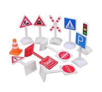 Gadpiparty Miniature Traffic Signs Cones Crosswalk Signals for Micro Landscape and Train Tracks Construction Educational Playset