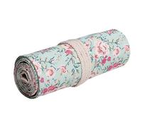 Gadpiparty Pen Storage Organizer Portable Pencil Pouch Elegant Floral Handmade Canvas Large Capacity Multiple Slots Rolling Wraps with Buckle Design for Friends Who Love Drawing Or Sketching