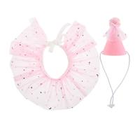 Gadpiparty Pet Princess Costume Set for Small Dogs and Cats, Pink Sequin Trim Organza Skirt with Felt Birthday Hat, Comfortable Party Outfit for Photography and Decorations