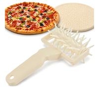 Gadpiparty Pizza Dough Docker Roller with Spikes, Cream Plastic Pastry Roller & Dough Hole Maker, Baking Docking Tool for Pizza, Pie Crust, Bread, Cookies, Crackers & Puff Pastry