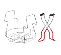 Gadpiparty Portable, Stainless Steel Canning Rack with Ergonomic Jar Tongs Set 2 Pieces Kitchen Storage Holder Sturdy Pp Material with Red Handles for Jam Making and Jar Transfer