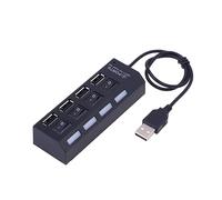 Gadpiparty Portable USB 2.0 Hub 4 Port Powered USB Hub Splitter with Individual Control Button, LED Indicator, 480Mbps Data Transfer for Laptop PC Mini PC