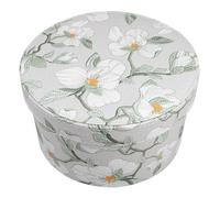 Gadpiparty Pu Light Green Magnolia round Box with Lid, High-grade Cylinder Packaging Case for Wedding Candy, Party Favors and Floral Bouquet Storage