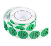 Gadpiparty Quality Control Adhesive Testing Labels Round Inspection Stickers with Black Text, 1 Roll Sticky Qc Decals for Warehouse, Production and Inventory Status Management
