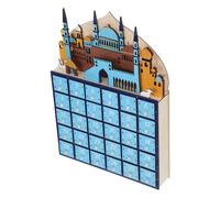 Gadpiparty Ramadan Wooden LED Countdown Calendar with Thirty Day Countdown and Versatile Decoration, Blue Wood Material, 2pcs Set for Living Room or Ramadan Decor