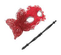 Gadpiparty Red Butterfly Half Face Venetian Costume Mask with Stick, Plastic Material, Comfortable to Hold and Easy to Clean, for Cosplay and Festive Events