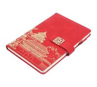 Gadpiparty Red Chinese Style Thickened Notebook with Buckle, Multi-function Daily Schedule Planner Notepad for To-do List Writing, Imitation Leather and Paper Material, Suitable for Students