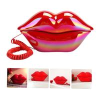 Gadpiparty Red Lip Shaped Corded Landline Phone Retro Desk Telephone Decorative Home Prop Gift for Housewarming Birthday Christmas