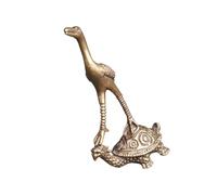Gadpiparty Retro Brass Turtle Crane Decor Figurine with Flat Bottom Design and Fine Workmanship, Creative Animal Shaped Desktop Ornament for Home Desktop Decoration