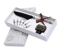Gadpiparty Retro Style Quill Pen Set with Black Ink Dip Pens for Calligraphy and Writing Elegant Business Artists and Calligraphy Lovers Smooth Fountain Tips for Fluid Ink Absorption