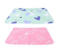 Gadpiparty Reusable Waterproof Small Animal Cage Pads 2pcs 70x90cm Absorbent Guinea Pig Bedding Mats for Rabbit Hamster Rat Cage Liners with Blue and Pink Heart Design