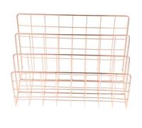 Gadpiparty Rose Gold Electroplated Metal Storage Holder Rack for Desk Organization Multipurpose Creative File and Mail Sorter Smooth Welded Design for Documents Letters Newspapers Office and