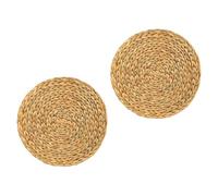 Gadpiparty Round Woven Placemats Table Mat 2Pcs Braided Weave Handwoven Coaster Gourd Grass for Tableware Decoration 20cm