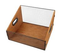 Gadpiparty Rustic Solid Wood Vinyl Record Organizer Box with Built Handles Portable Album Storage Basket for Living Music Study Media Storage Bin and Book Holder