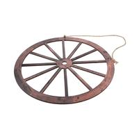Gadpiparty Rustic Wooden Wagon Wheel Wall Art Decor Vintage Solid Wood Hanging Ornament for Housewarming Office Living Retro Style