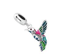 Gadpiparty S925 Silver Kingfisher Bird Charm Pendant Bracelet for Jewelry Making Vibrant Drop Oil Cute Bird Accessory for DIY Crafting
