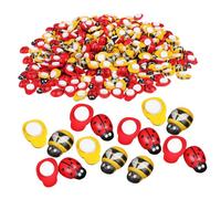 Gadpiparty Self-adhesive Wooden Bee and Ladybug Stickers for Boys and Girls, 10x13mm Mini Craft Embellishments, 400 Pieces Red Wooden Ladybirds and Bees for Diy Decoration