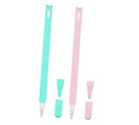 Gadpiparty Silicone Pen Sleeve and Nib Cover Set Compatible with Apple Pencil 2nd Gen, Cartoon Cat Head Design, Soft Protective Case for Stylus, Pink and Mint Green, Tablet Accessories