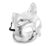 Gadpiparty Silver Disco Cat Face Mask Reusable Comfortable Fit Mirror Reflective Design Plastic Glass for Disco Party and Stage Performances