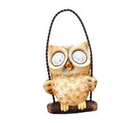 Gadpiparty Simulated Swing Owl Solar Garden Light Resin Hanging Lamp Outdoor Decor Bright Color Fade-Resistant Automatic Charging Night Illumination Idea for Patio