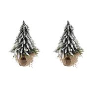 Gadpiparty Small Christmas Tree 2pcs Desktop Christmas Tree Artificial Mini Xmas Fake Pine Xmas Snowy Desktop Burlap Base Tabletop