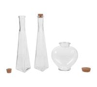 Gadpiparty Small Glass Jar Set Heart Shaped Bottle and 2 Prismatic Glass Bottles for Wedding Anniversary Sand Ritual DIY Storage and Decorative Display