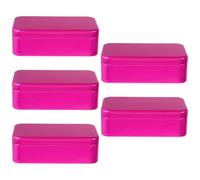 Gadpiparty Small Metal Tea Tins 5Pcs Rosy Brushed Square Storage Canisters with Lids Portable Mini Jars for Pills and Coins Organization