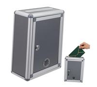 Gadpiparty Small Wall Mounted Aluminium Alloy Suggestion Box with Lock Lightweight Decorative Post Mailbox for Keys Ballots and Donations Secure Complaint Collection Grey