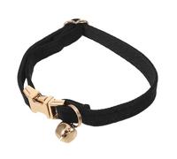 Gadpiparty Soft Velvet Adjustable Cat Collar Jingle Bell, Black Plush Kitten Necklace for Indoor Pets, Wedding and Holiday Decorative Female Cat Accessory, Size Gold Buckle