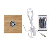 Gadpiparty Square Wooden LED Crystal Ball Base with Remote Control Lighting | USB Powered, Colourful Glow Effect, Reusable Home Display Pedestal, for Collectibles and Vase Accents