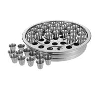 Gadpiparty Stainless Steel Communion Service Cup Stackable Tray for Church Holy Communion Elegant Religious Tableware for Worship and Christmas Ceremony