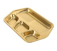 Gadpiparty Stainless Steel Divided Dinner Plate, Three Compartments for BBQ | Rectangular Flat Bottom Design, Flavour Separation, Suitable for Vegetables, Dim Sum, Catering Events and Restaurants